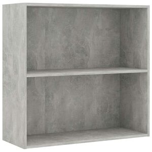 vidaXL 2-етажна библиотека, бетонно сива, 80x30x76,5см инженерно дърво