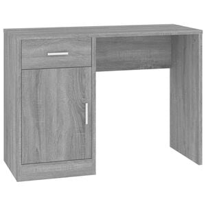 vidaXL Бюро с чекмедже и шкаф сив сонома 100x40x73 см инженерно дърво