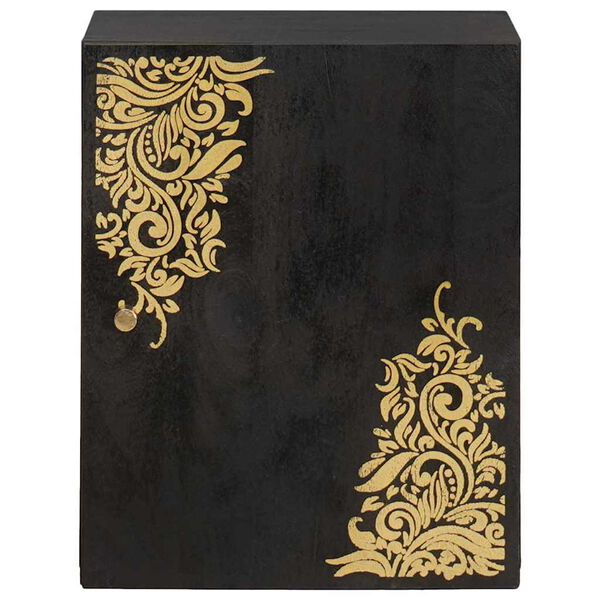 vidaXL Стенен шкаф с врата Черно 38 x 33 x 48 см Солидно мангово дърво