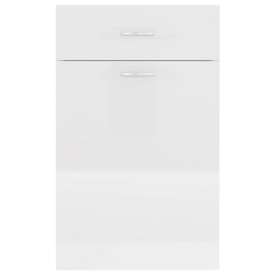 vidaXL Долен шкаф с чекмедже, бял гланц, 50x46x81,5 см, ПДЧ