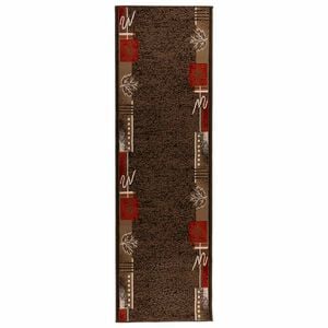 vidaXL Килим с пътека FLORNES Тъкан Кафяво Листа 67 x 350 cm ПП 7 mm