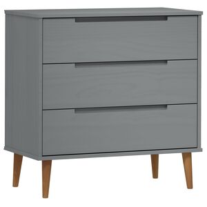 vidaXL Шкаф с чекмеджета MOLDE, сиво, 80x40x80 см, борово дърво масив