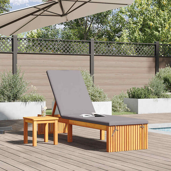 vidaXL Шезлонг с възглавница Натурален маслен 200 x 55 x 94 см