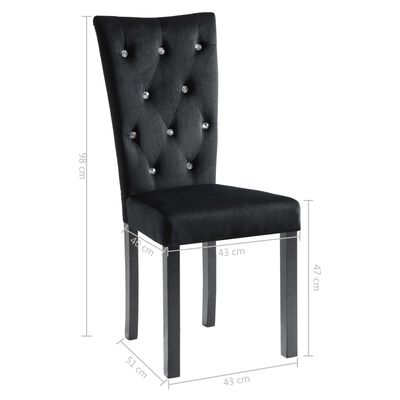 vidaXL Трапезни столове, 6 бр, черни, кадифе