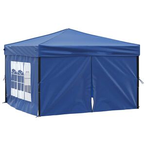 vidaXL Сгъваема парти палатка със странични стени, синя, 3x3 м