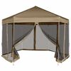 vidaXL Шестоъгълна pop-up шатра със стени 3,6x3,1 м таупе 220 г/м&sup2;