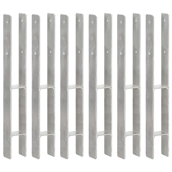 vidaXL Оградни подпори 6 бр сребристи 7x6x60 см поцинкована стомана