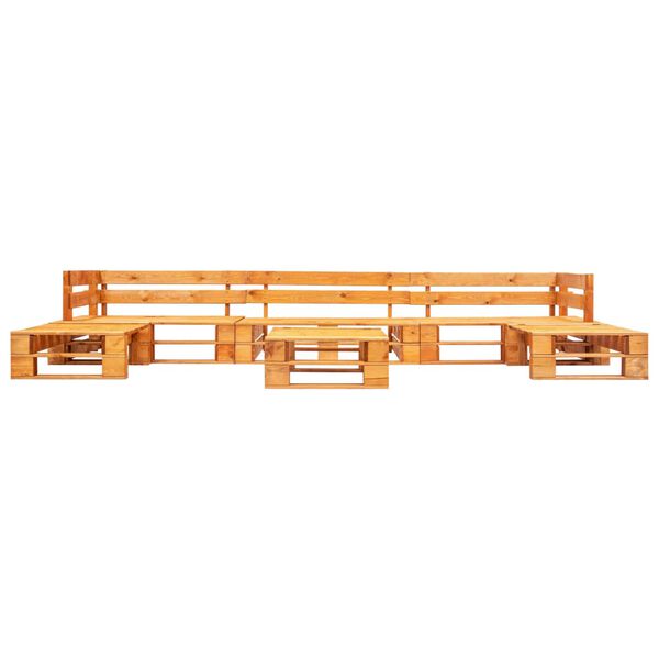 vidaXL Градински мебели от палети, 6 части, дърво, меденокафяви