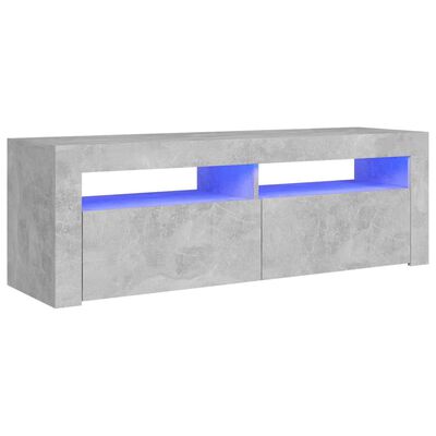 vidaXL ТВ шкаф с LED осветление, бетонно сив, 120x35x40 см