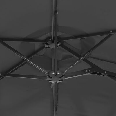 vidaXL Чадър с двоен покрив и LED светлини, антрацит, 316x240 см