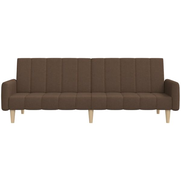 vidaXL 2-местно разтегателно канапе, кафяво, текстил