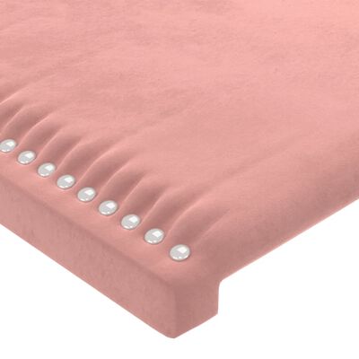 vidaXL LED горна табла за легло, розова, 103x16x118/128 см, кадифе