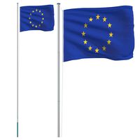 vidaXL Флаг на Европа и стълб 6,23 м алуминий