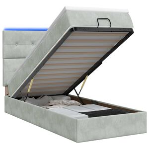 vidaXL Отоман с матрак и LED с LED ленти Светлосиво 80 x 200 cm Кадифе