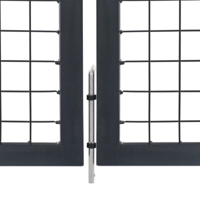 vidaXL Градинска порта със стълбове, стомана, 350x120 см, антрацит