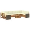 vidaXL Комплект дивани за открито 11 pcs Натурален и Крема Полиестер