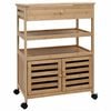 vidaXL Кухненска количка с колела Естествен 59,5 x 36 x 82 см Бамбук