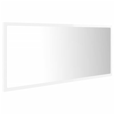 vidaXL LED огледало за баня, бял гланц, 100x8,5x37 см, акрил