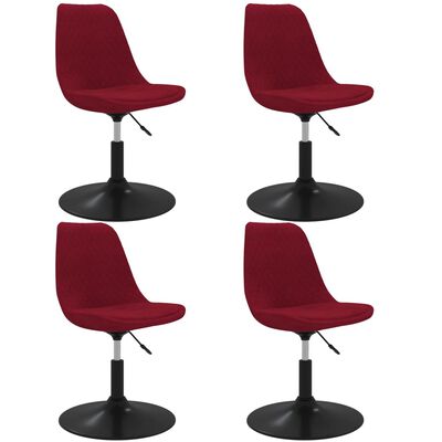 vidaXL Въртящи трапезни столове, 4 бр, виненочервени, кадифе