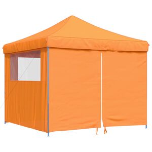 vidaXL Сгъваема парти шатра pop-up с 4 странични стени оранжева
