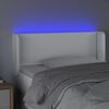 vidaXL LED горна табла за легло, бяла, 103x16x78/88см, изкуствена кожа