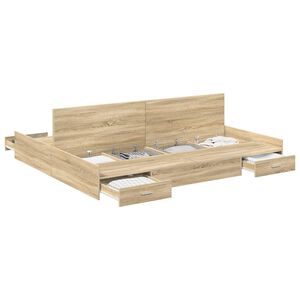 vidaXL Легло с място за съхранение с чекмедже Сонома дъб 180 x 200 cm