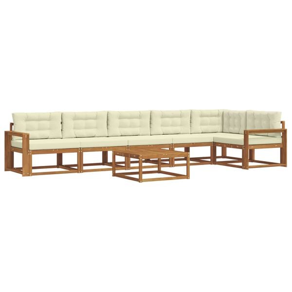 vidaXL Комплект дивани за открито 7 pcs Натурален и Крема