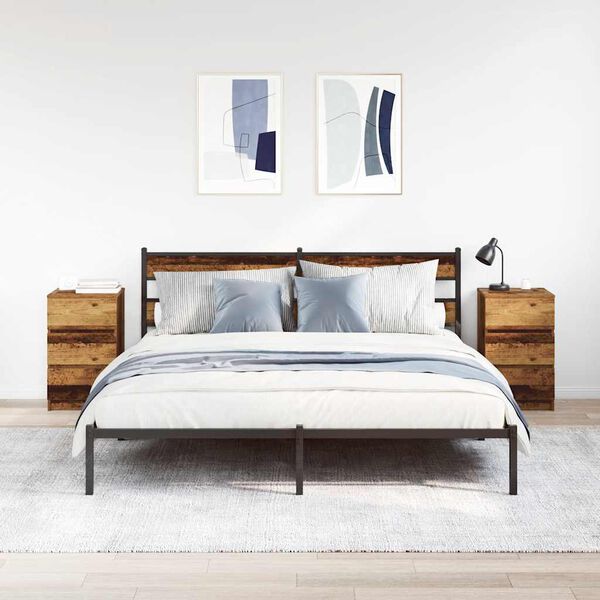 vidaXL Нощни шкафчета с 3 чекмеджета, 2 бр, старо дърво, 39x35x65 см