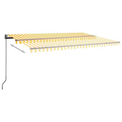 vidaXL Автоматичен сенник LED и сензор за вятър 500x300 см жълто/бяло