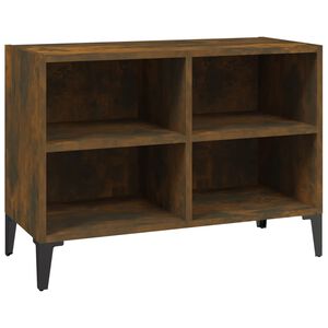 vidaXL ТВ шкаф с метални крака, опушен дъб, 69,5x30x50 см