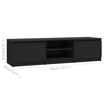vidaXL ТВ шкаф, черен, 140x40x35,5 см, ПДЧ