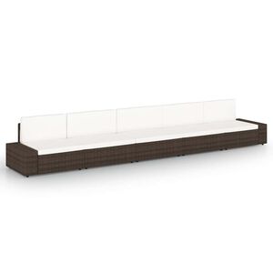 vidaXL Градински комплект с възглавници, 5 части, кафяв полиратан