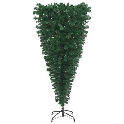 vidaXL Обърната изкуствена осветена коледна елха, с топки, 180 см