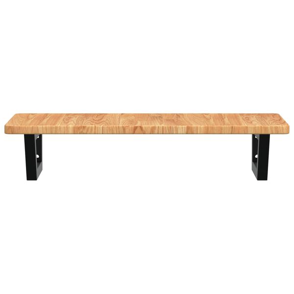 vidaXL Стенен рафт за мивка, стомана и масивно дърво дъб