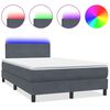 vidaXL Боксспринг легло с матрак и LED, тъмносиво, 120x210 см, кадифе