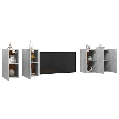 vidaXL ТВ шкафове, 4 бр, бетонно сиви, 30,5x30x60 см, ПДЧ