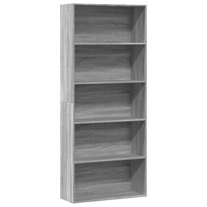 vidaXL Библиотека, сив сонома, 80x30x189 см, инженерно дърво