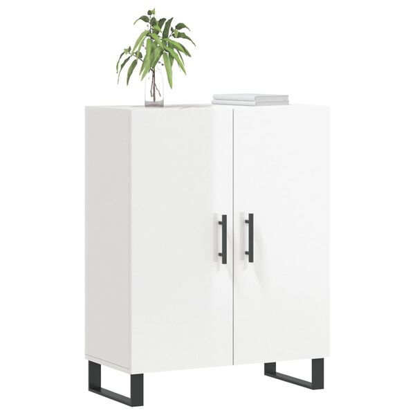 vidaXL Сайдборд, бял гланц, 69,5x34x90 см, инженерно дърво