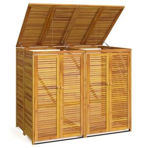 vidaXL Двоен навес за кофа за смет, 140x89x117 см, акация масив