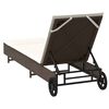 vidaXL Шезлонг с колелца и шалте кафяв полиратан