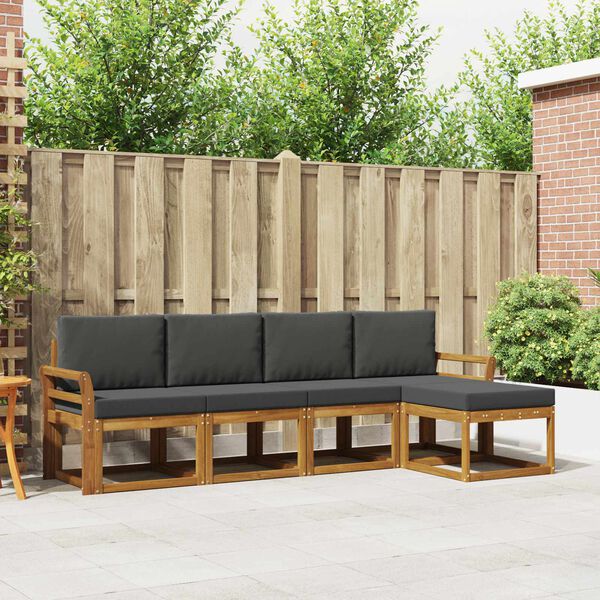 vidaXL Комплект дивани за открито 5 pcs Натурален и Антрацит