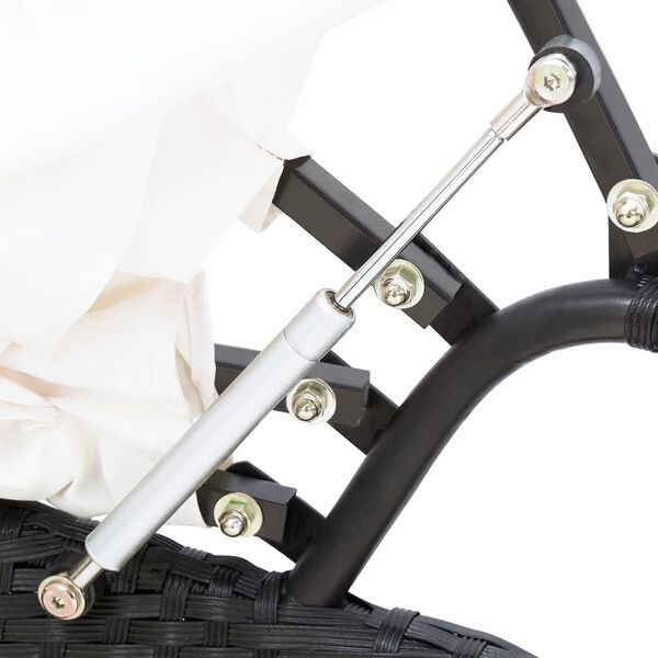 vidaXL Градинско лаундж легло със сенник, полиратан, черно