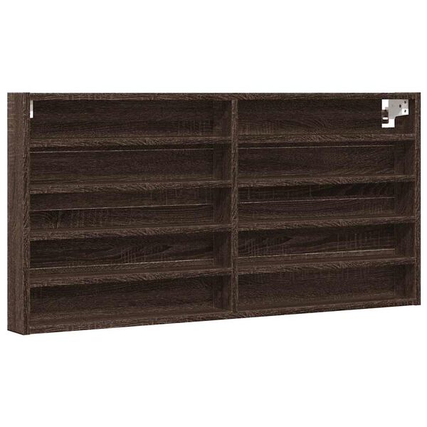 vidaXL Шкаф витрина, кафяв дъб, 100x8,5x50 см, инженерно дърво