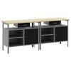 vidaXL Комплект работна маса с рафт 2 pcs Черен и Сив 200 x 55 x 85 см