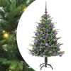 vidaXL Изкуствена светена коледна елха с комплект топки Зелено 120 cm
