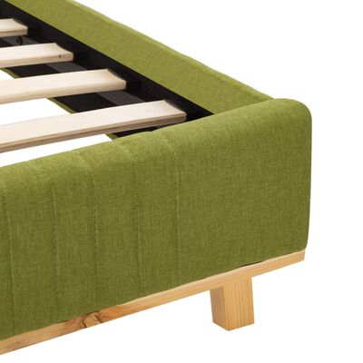 vidaXL Рамка за легло с LED, зелена, текстил, 160x200 см