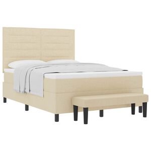 vidaXL Легло с пружинирана основа с таблото Крем 140 x 200 cm текстил