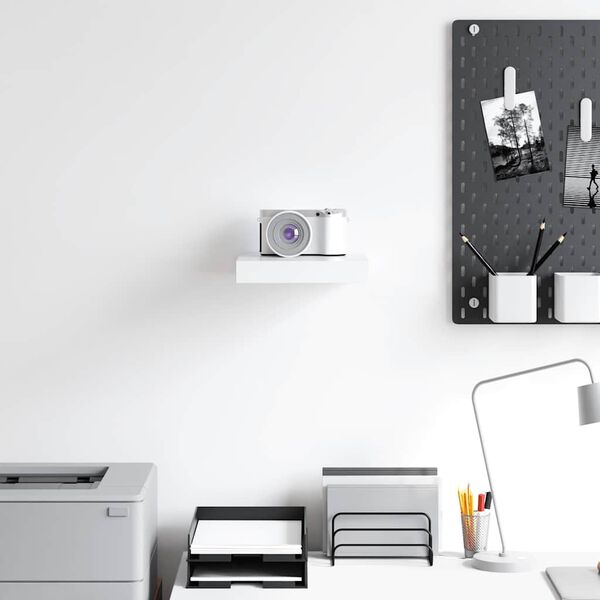 vidaXL Окачен стенен рафт, бял, 23x23,5x3,8 см, МДФ