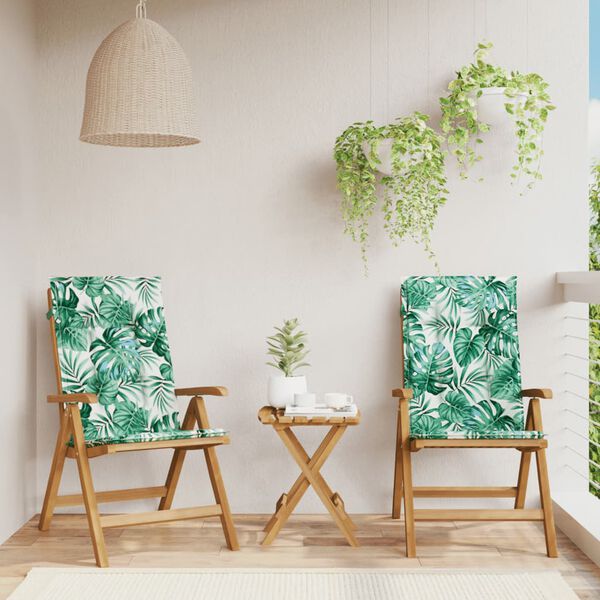 vidaXL Накланящи градински столове с възглавници 2 бр тик масив