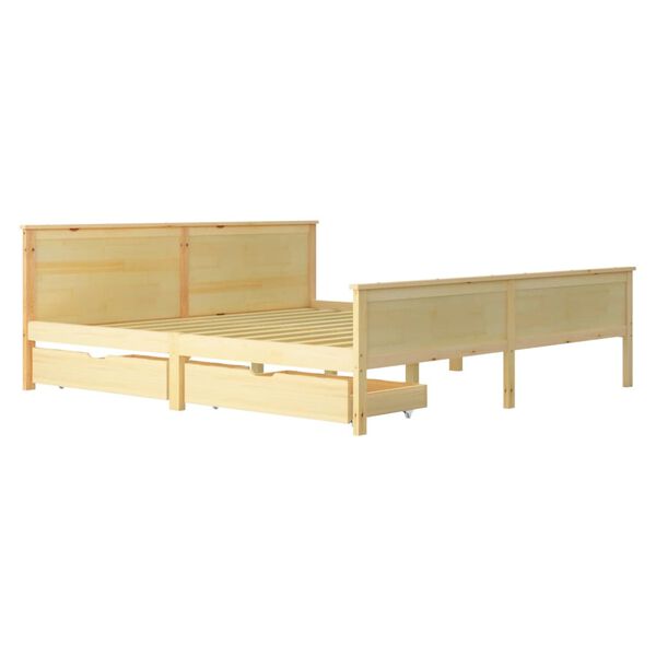 vidaXL Рамка за легло с 2 чекмеджета, бор масив, 180x200 см